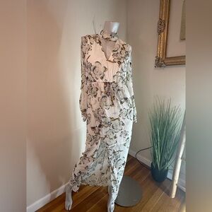Lumier By Bariano Maxi Dress Size Small White Floral EUC